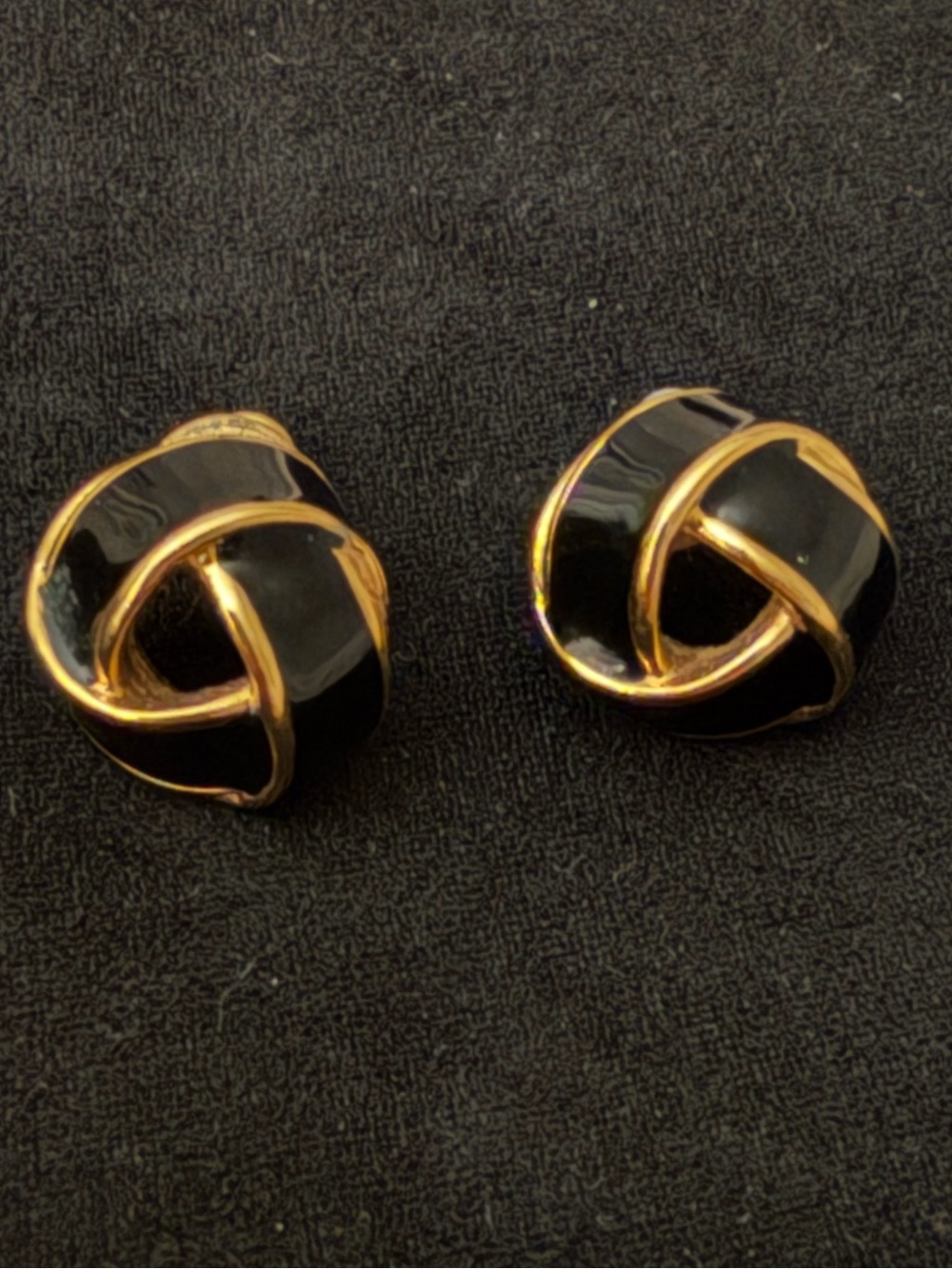 Vintage Monet Gold and Black Stud Earrings